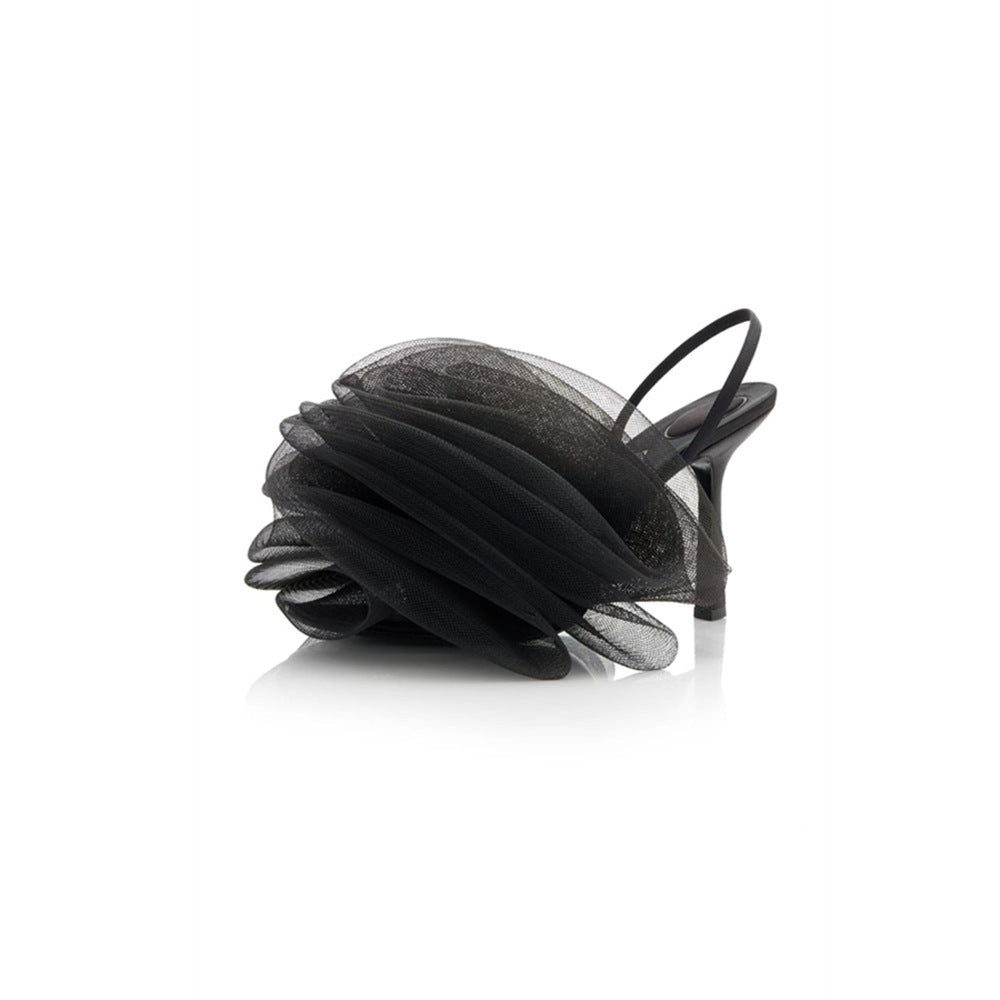 Ballerines de bain en maille avec bride à la cheville et talons hauts