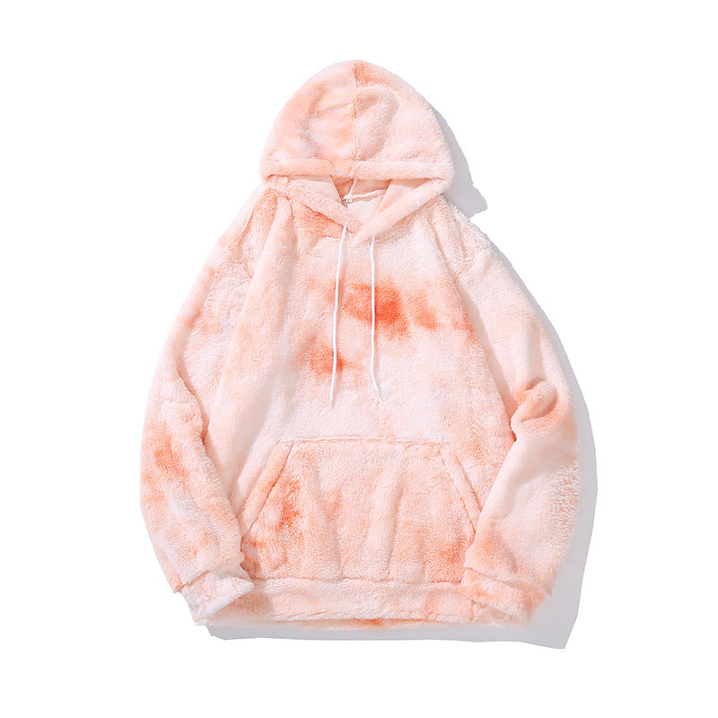 New Pullover Tie-dye Plush Hooded Sweater