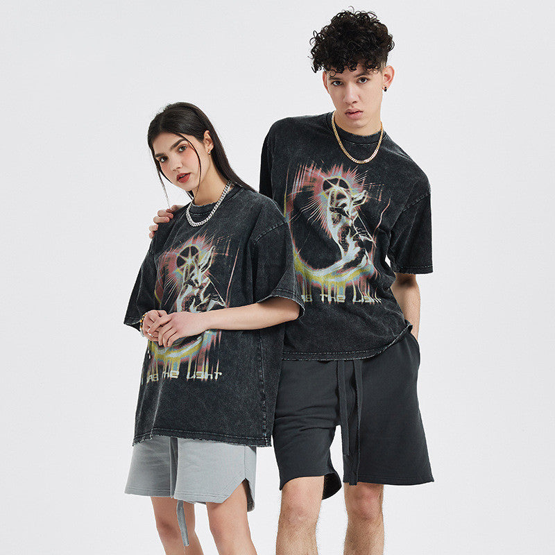 Vintage Old Print Short-sleeved T-shirt