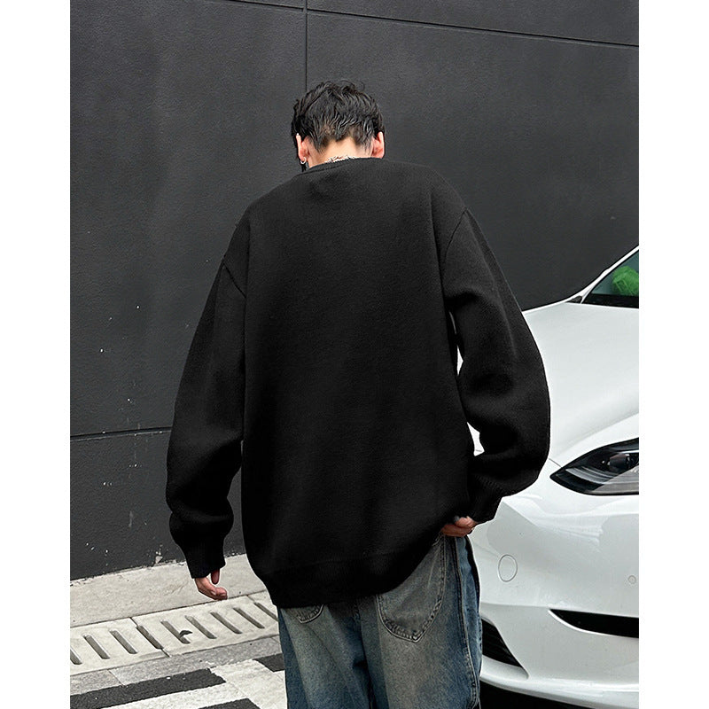 Autumn And Winter New American Retro Brocade Sweater Men's Loose Sweater