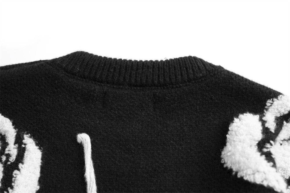 Pull col rond à franges en jacquard rose pour homme