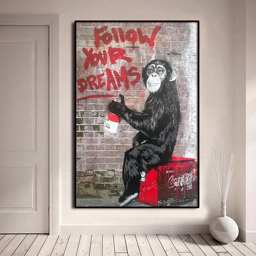 Street Graffiti Banksy Monkey Painting Core Canvas Painting Oil Painting