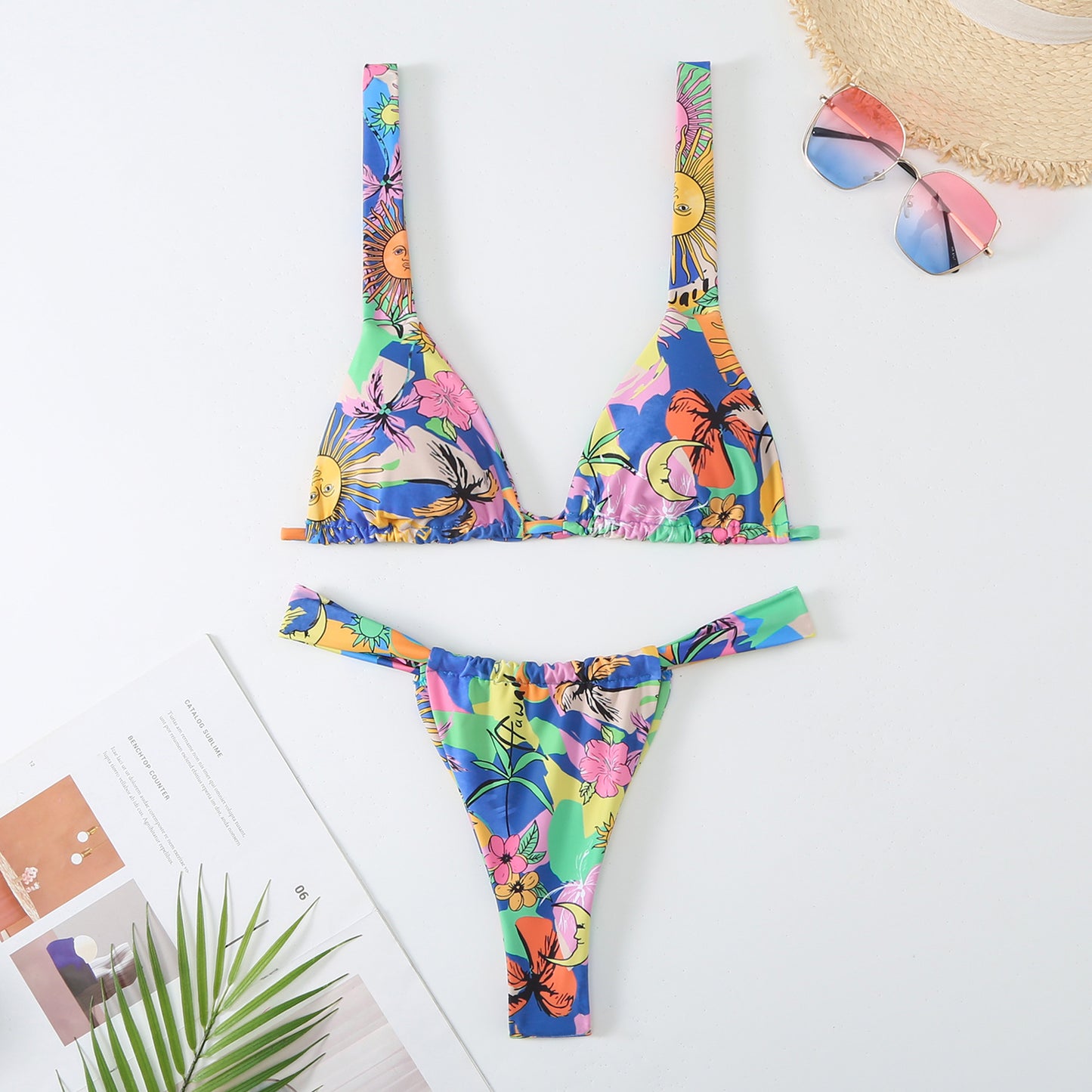 Costume da bagno bikini stampato multicolore