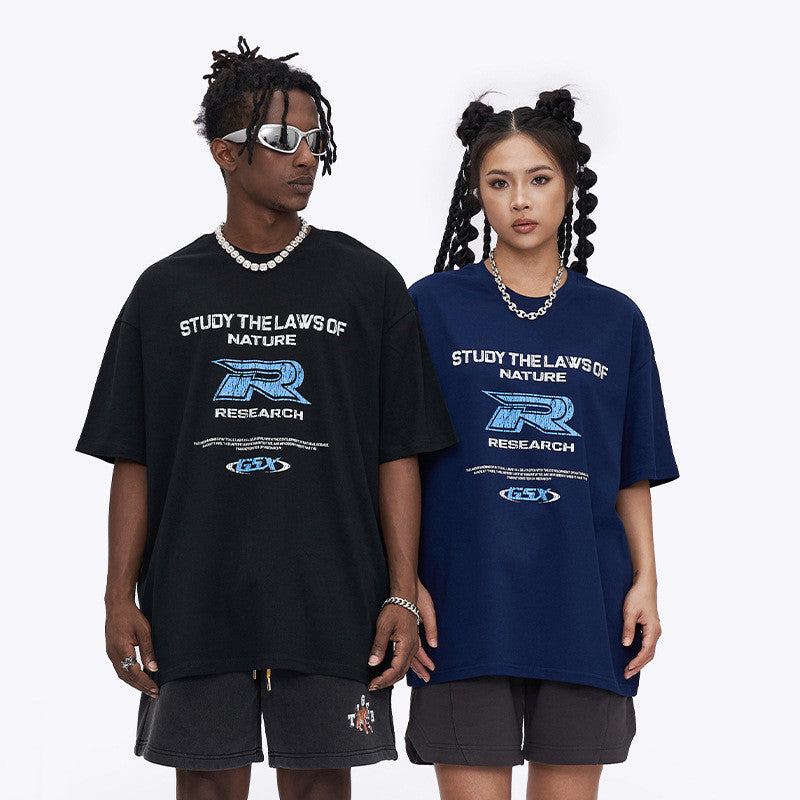 T-shirt homme à imprimé lettres craquelées style rétro tendance