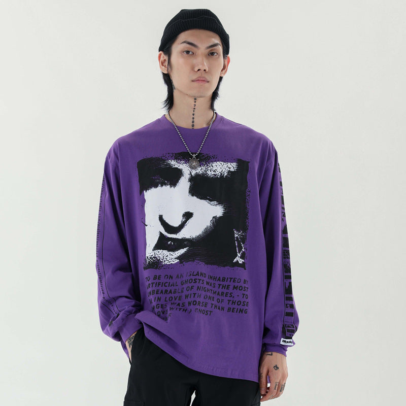 Head print long sleeve T-shirt