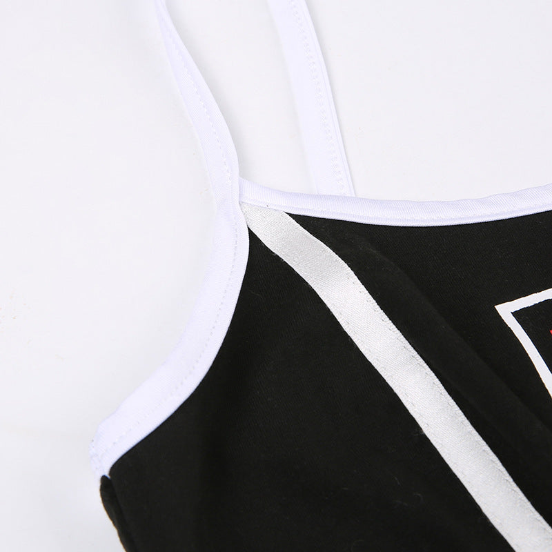 Striped Color Contrast Patchwork Letter Printed Tight Locomotive Long Dress