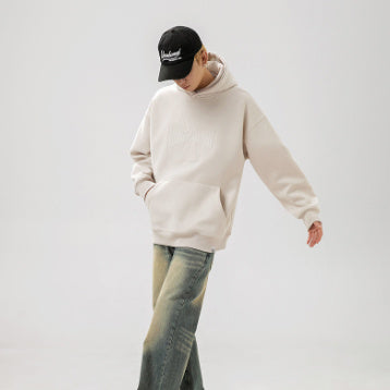 Maglione largo con cappuccio e ricamo a croce