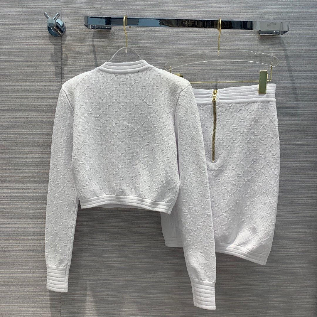 Chemisier à carreaux losanges à épaulettes et boutons-pression, veste courte tricotée pour femme