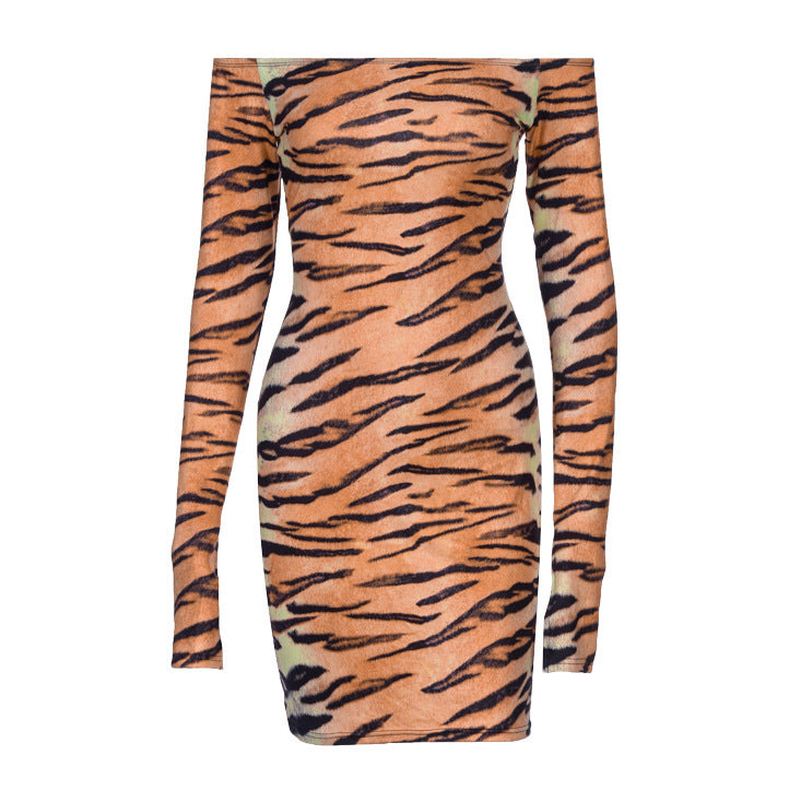 Tiger print fashion dress