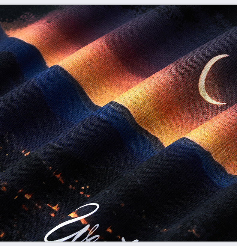 Drop Shoulder Sunset Print Short Sleeve Men