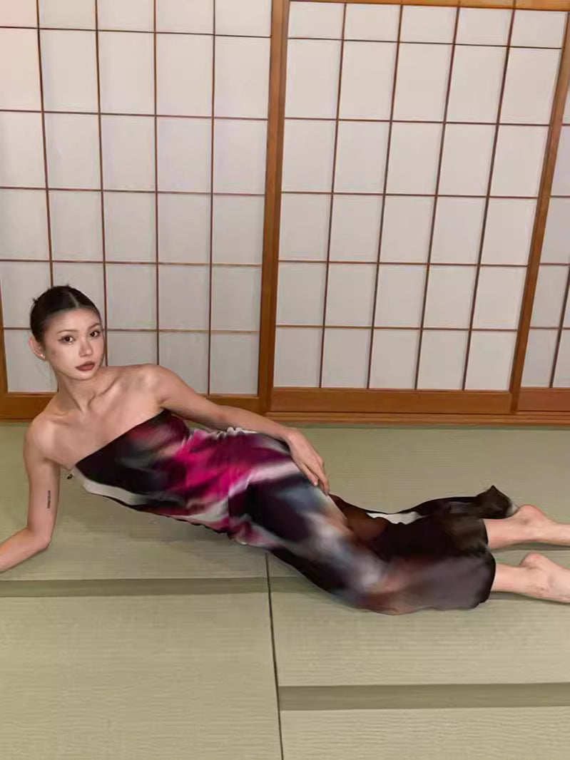 Fashion Printed High Waist Dress