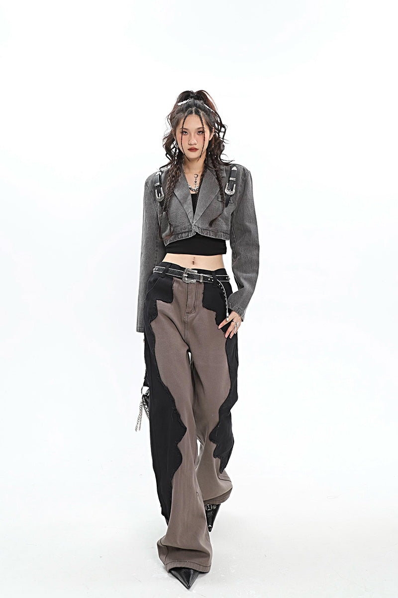American Retro Niche Design High Waist Wide Leg Pants