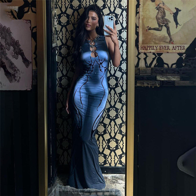 Robe moulante taille haute sans manches pour femme