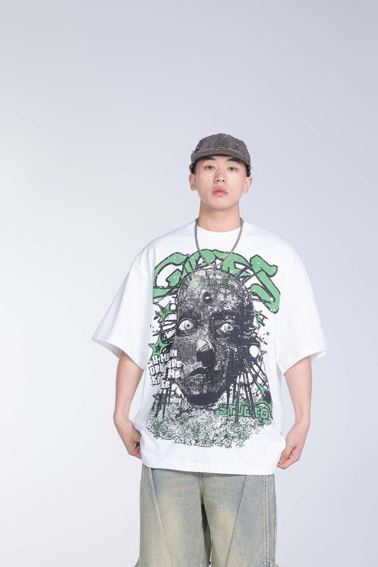 Creative Five-pointed Star Letter Print Short-sleeve T-shirt