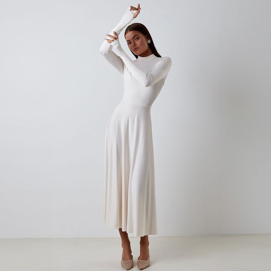 Long Sleeve Turtleneck Fishtail Dress