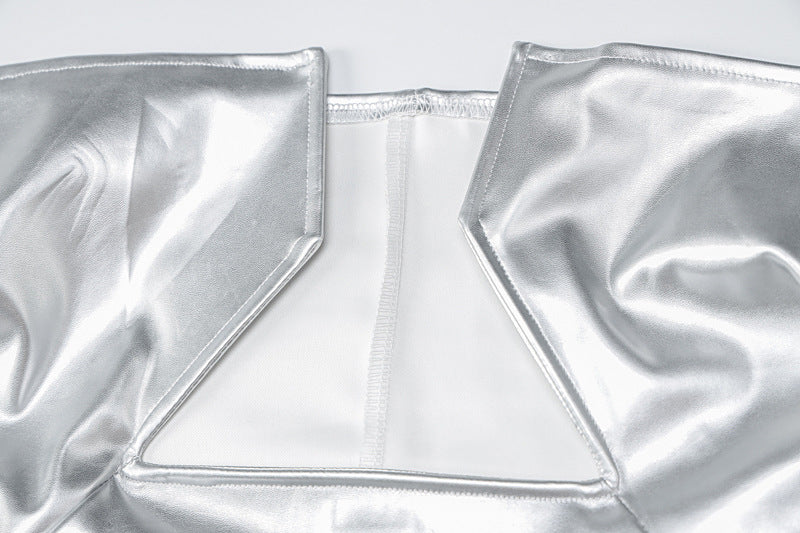 Robe tube tendance en cuir PU de couleur unie