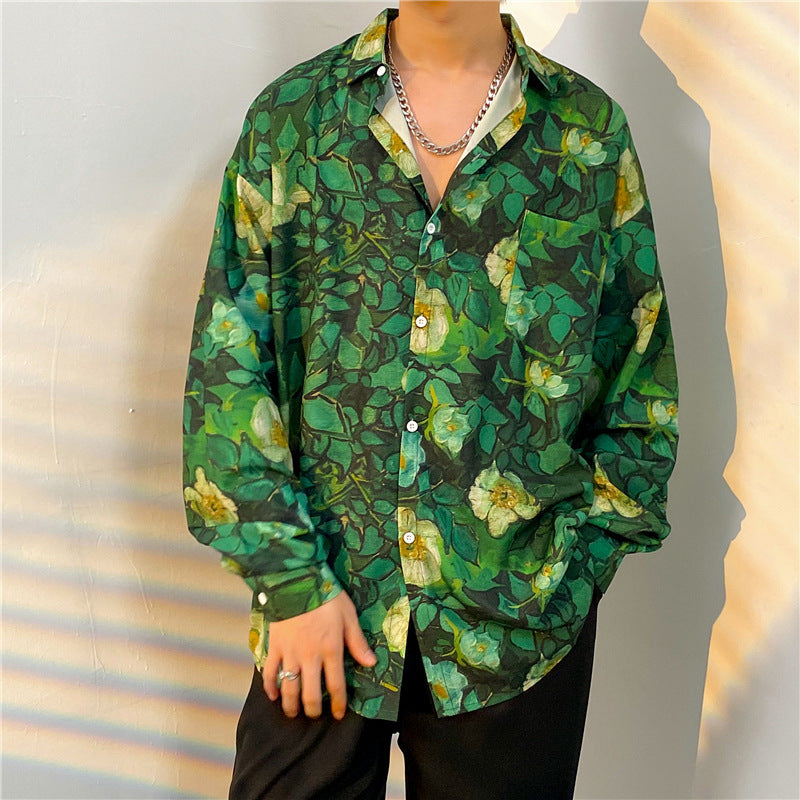 Loose Vintage Floral Shirt Long Sleeve