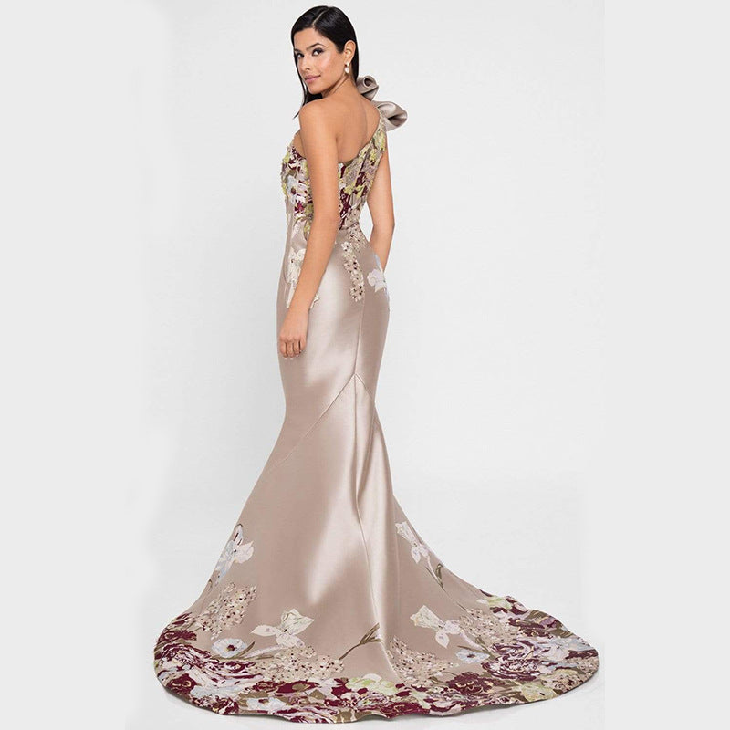 Clothing Dress Banquet Backless Print Embroidery