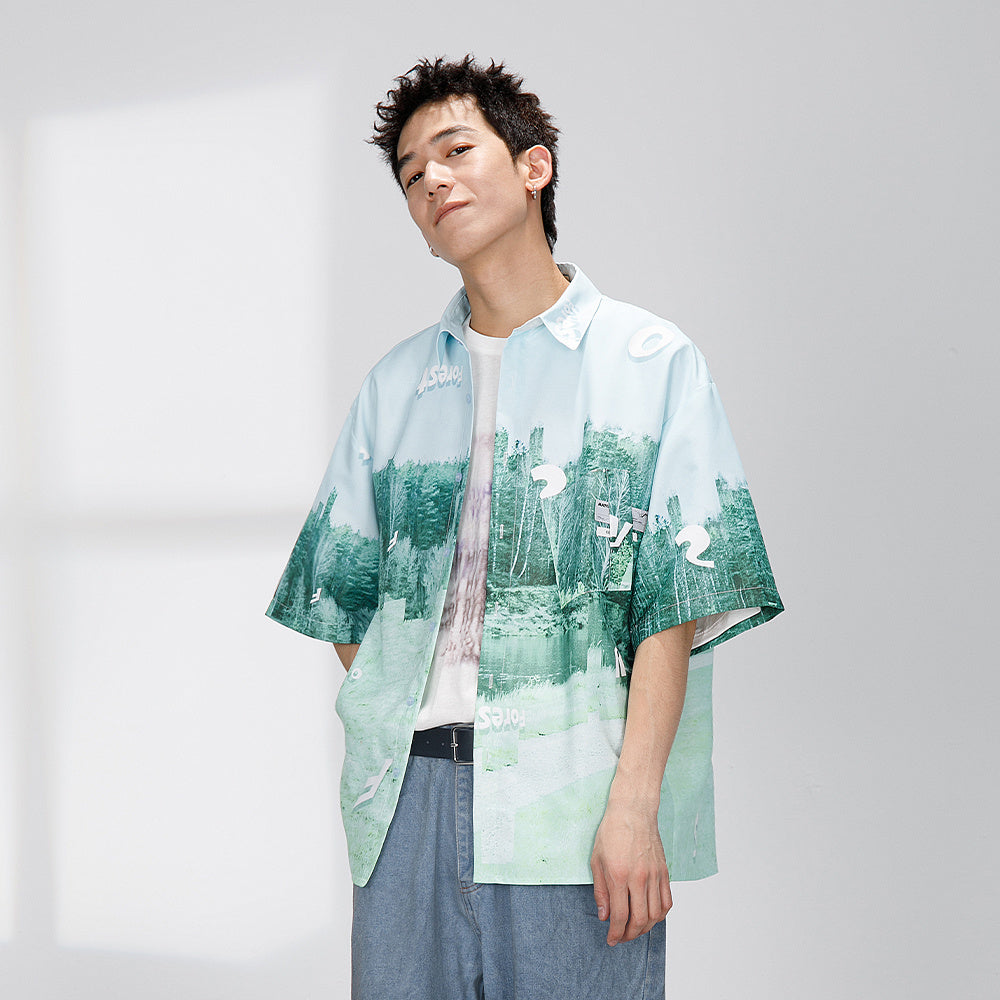 Chemise ample à manches courtes et imprimé rétro