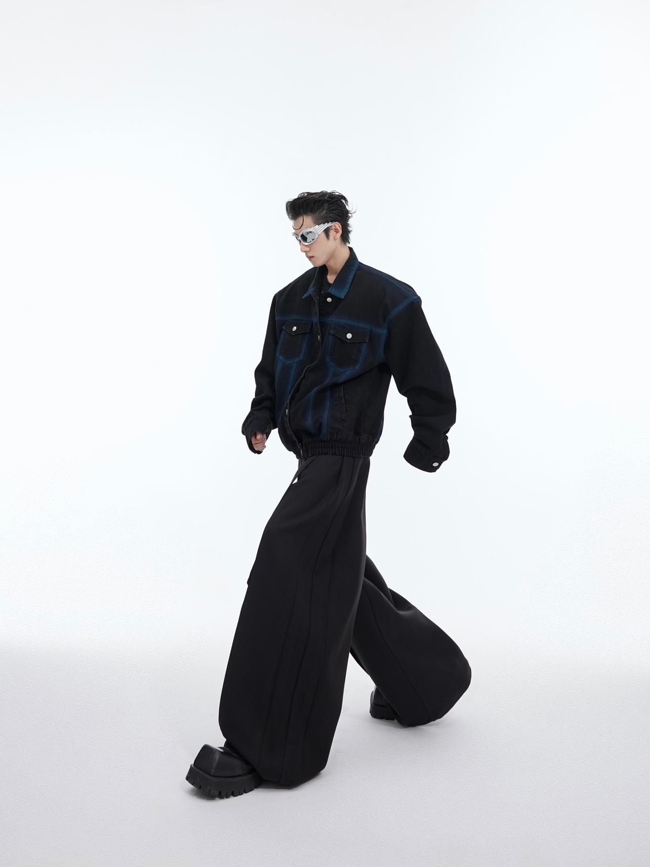 Giacca in denim casual e ampia in stile retrò americano con stampa a getto d'inchiostro