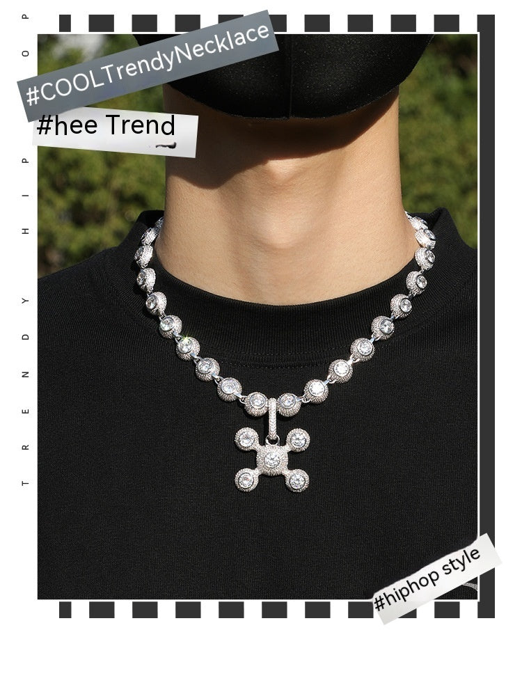 Collier en cuivre incrusté de zircons et de diamants, pendentif décoratif tendance et tendance