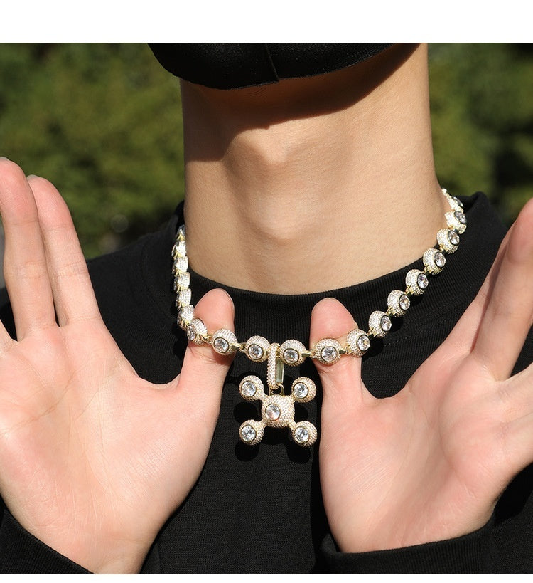 Collier en cuivre incrusté de zircons et de diamants, pendentif décoratif tendance et tendance