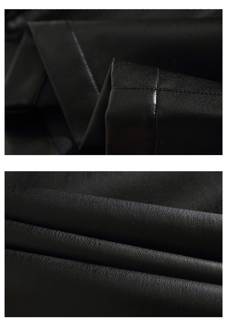 Loose Straight Casual American Retro Street PU Leather Pants