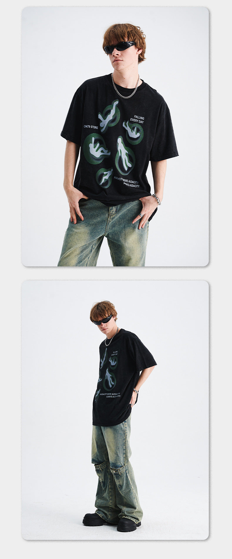 Men's American-style Print Loose Short Sleeve