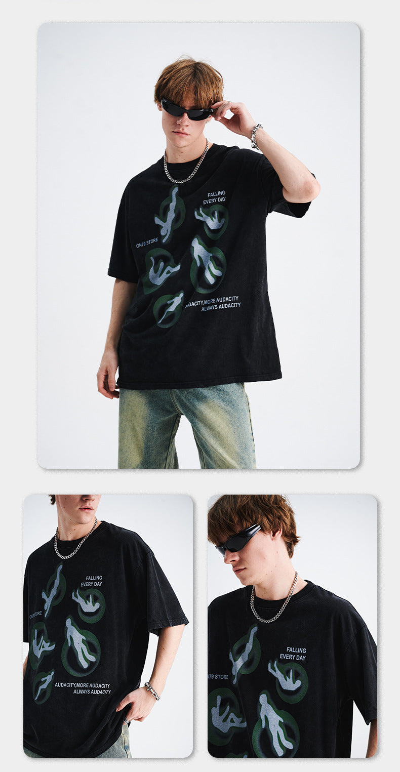 Men's American-style Print Loose Short Sleeve