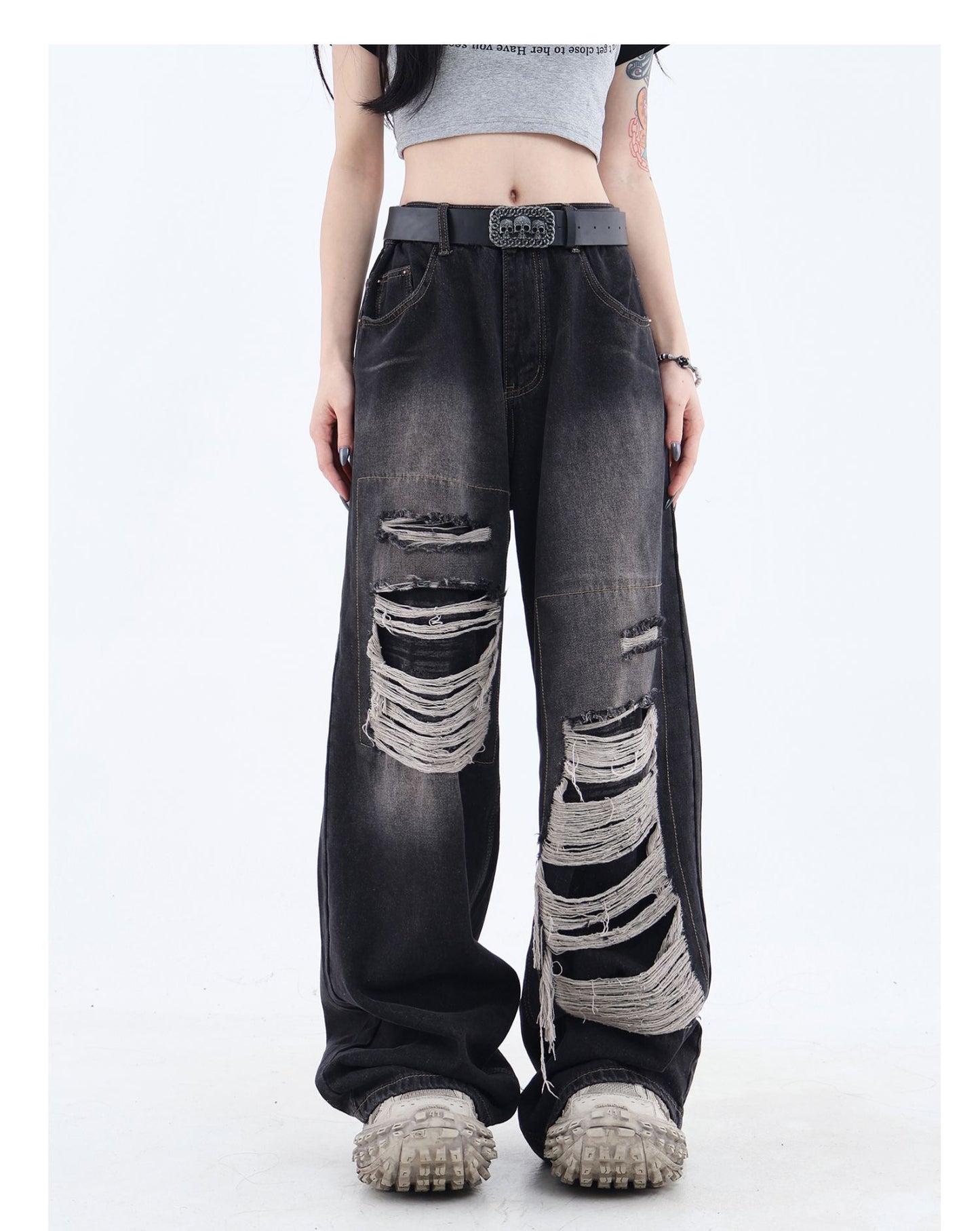 American High Street Niche Design Ripped Jeans