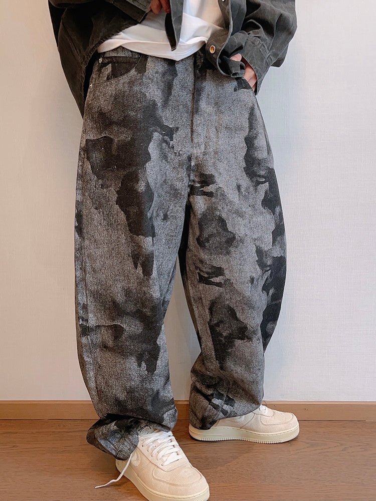 Tie-dye Printed Loose Retro Machete Full Printed Jeans