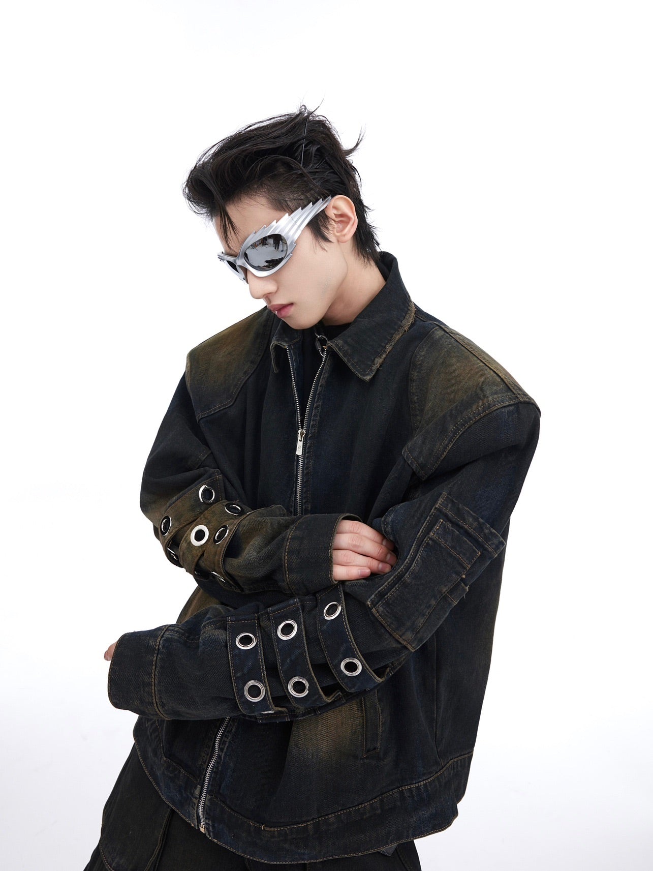 Retro Do The Old Cowboy Coat Zipper Large Pocket Overalls