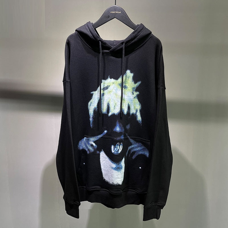 Hip Hop Thin Hooded Print Men's Sweatshirt