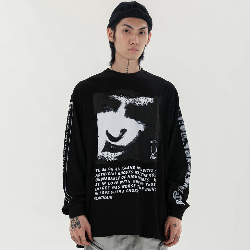 Head print long sleeve T-shirt