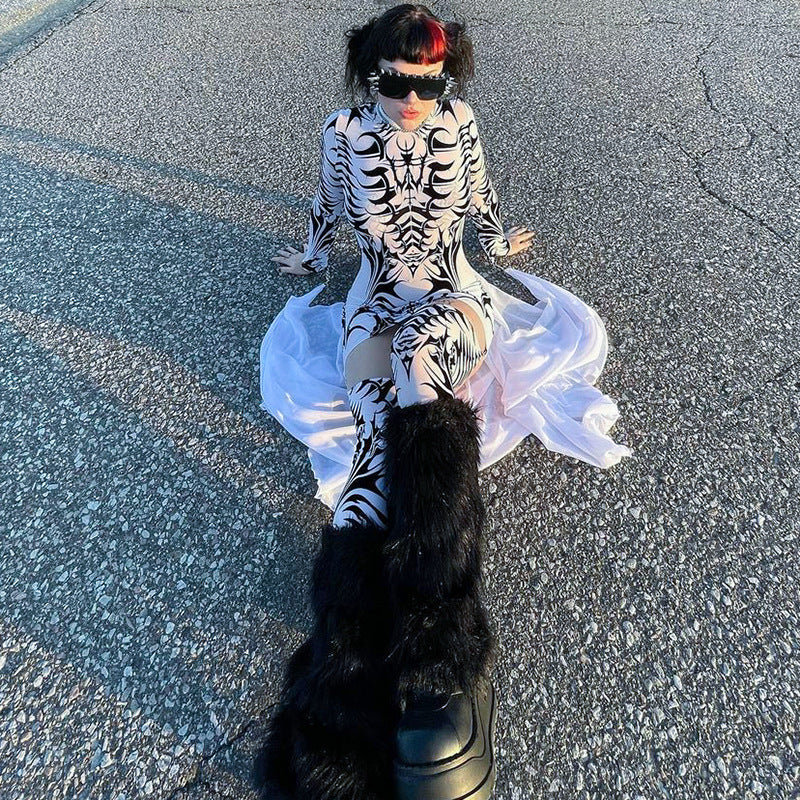 Pullover Printed Long Sleeve Dress