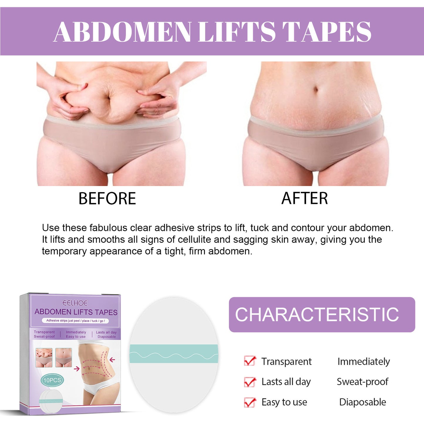 Abdomen Lifting Tapes Belly Pad Anti Wrinkle Remover