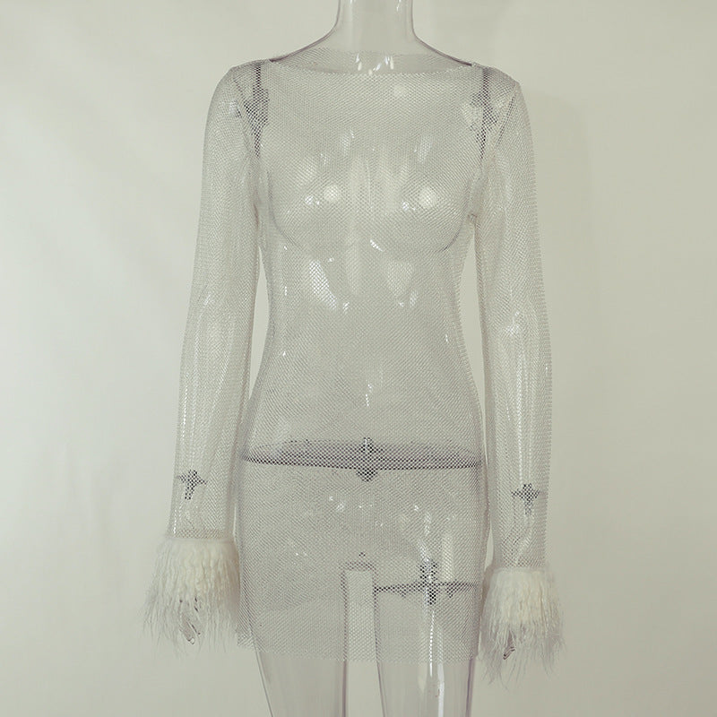 Fashion Fine Glitter Mesh Dress