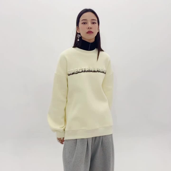 Three-Dimensional Embossed Gradient Print Round Neck And Velvet Pullover Sweater