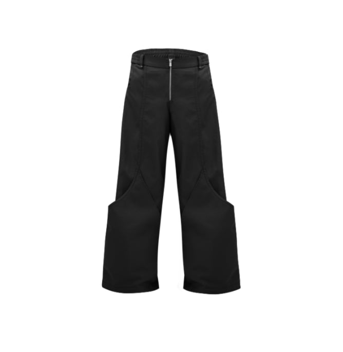 Double-layer Stitching Suit Pants Metal Button Design Casual Pants