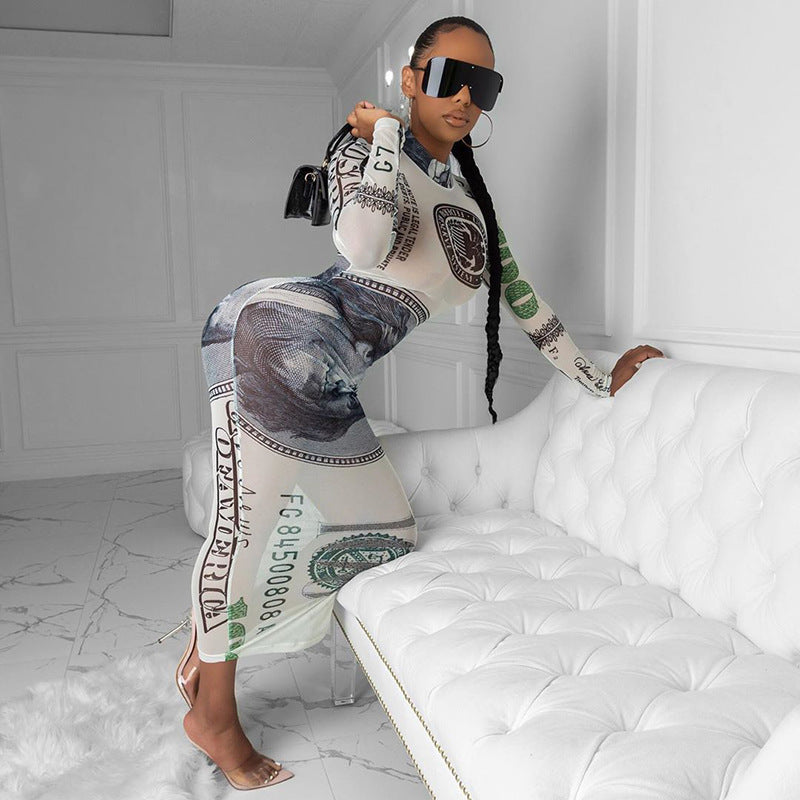 Robe une pièce transparente à manches longues