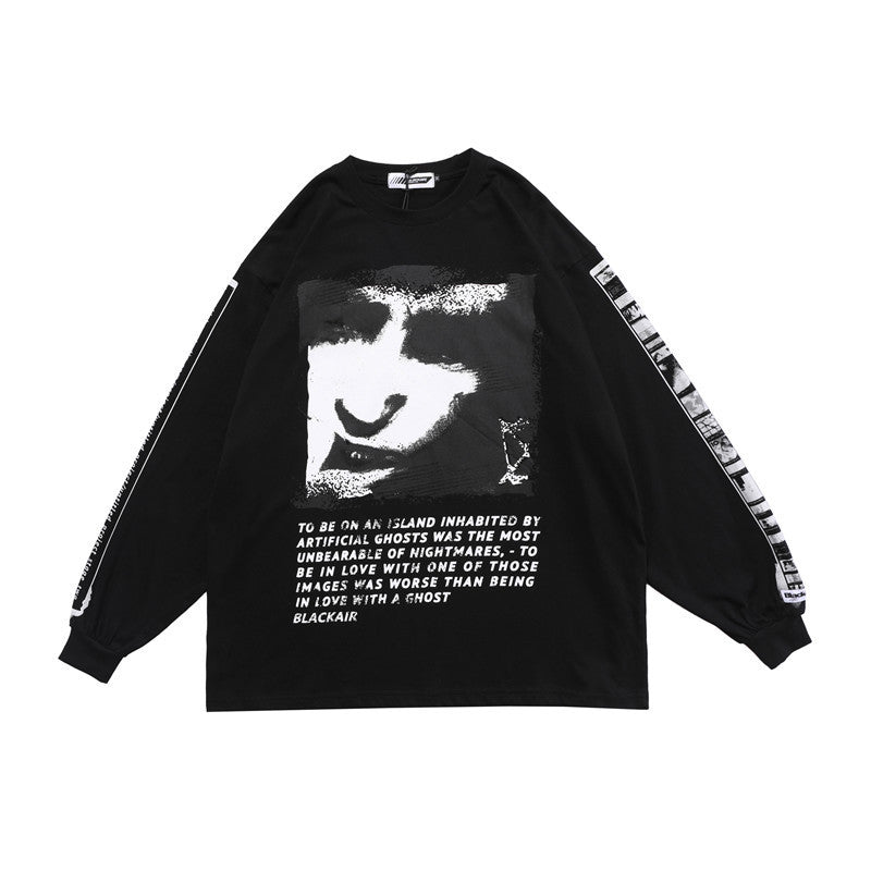 Head print long sleeve T-shirt