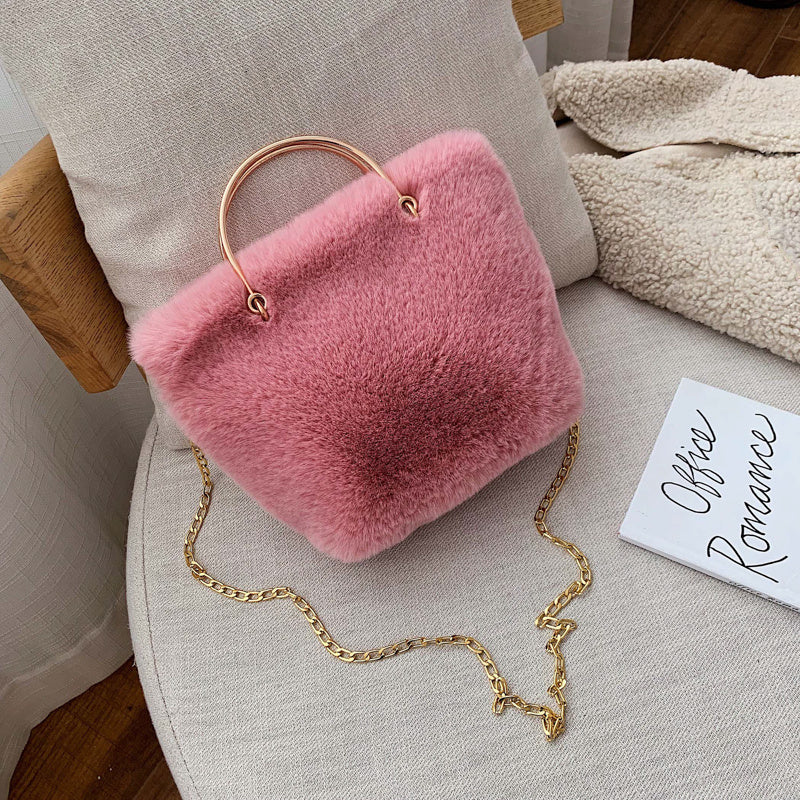 Fashion chain Plush straddle shoulder bag