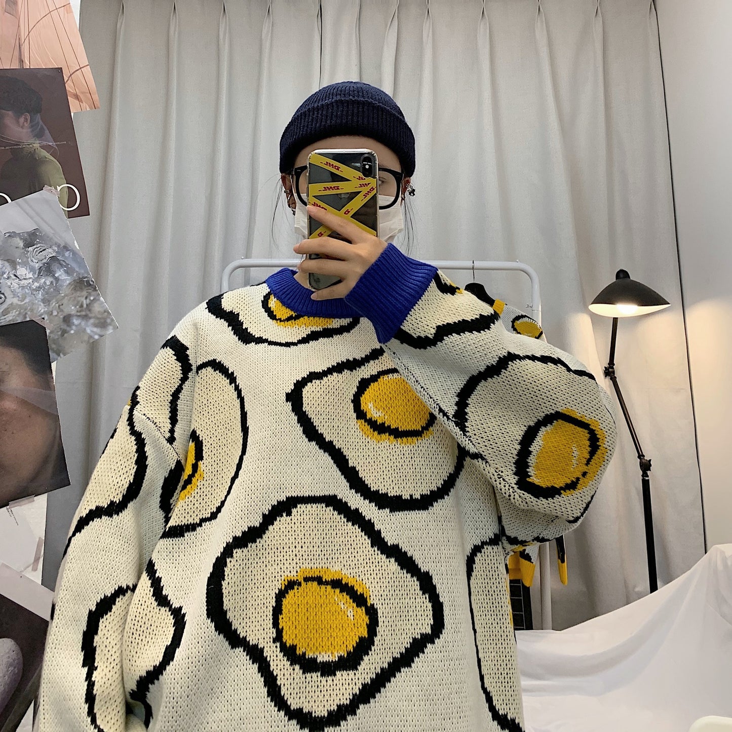 Pull imprimé œuf poché