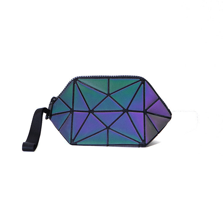 Discolored irregular semicircular cosmetic bag