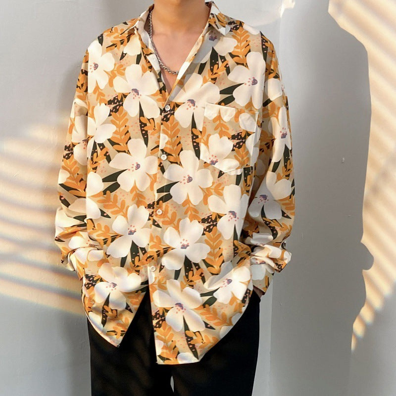 Loose Vintage Floral Shirt Long Sleeve