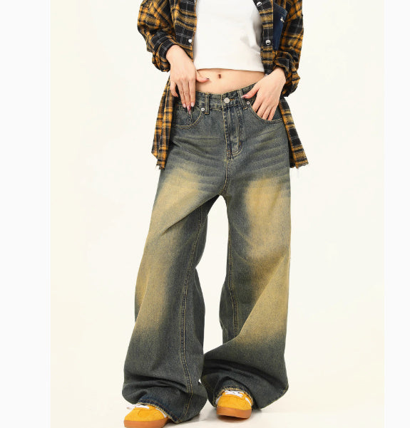 Loose Straight Washed Jeans