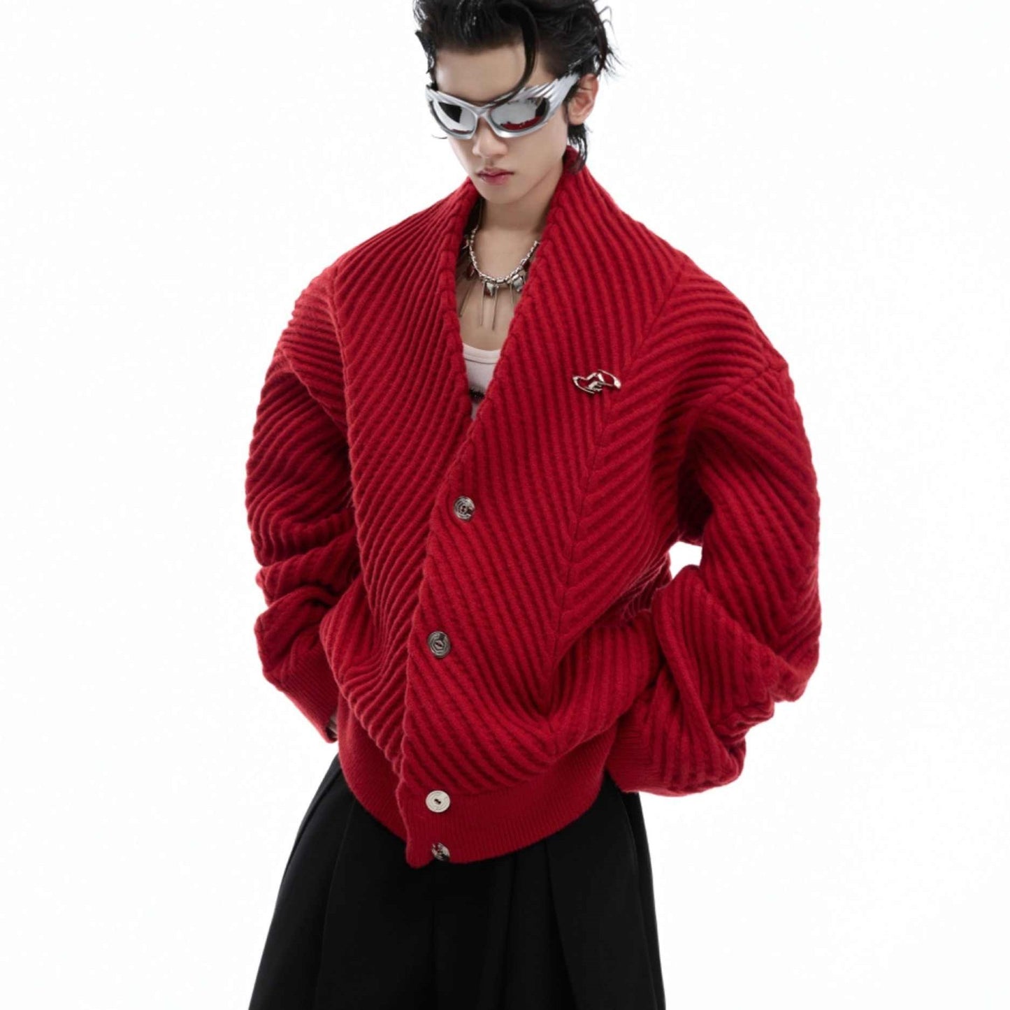 Niche Three-dimensional Texture V-neck Sweater