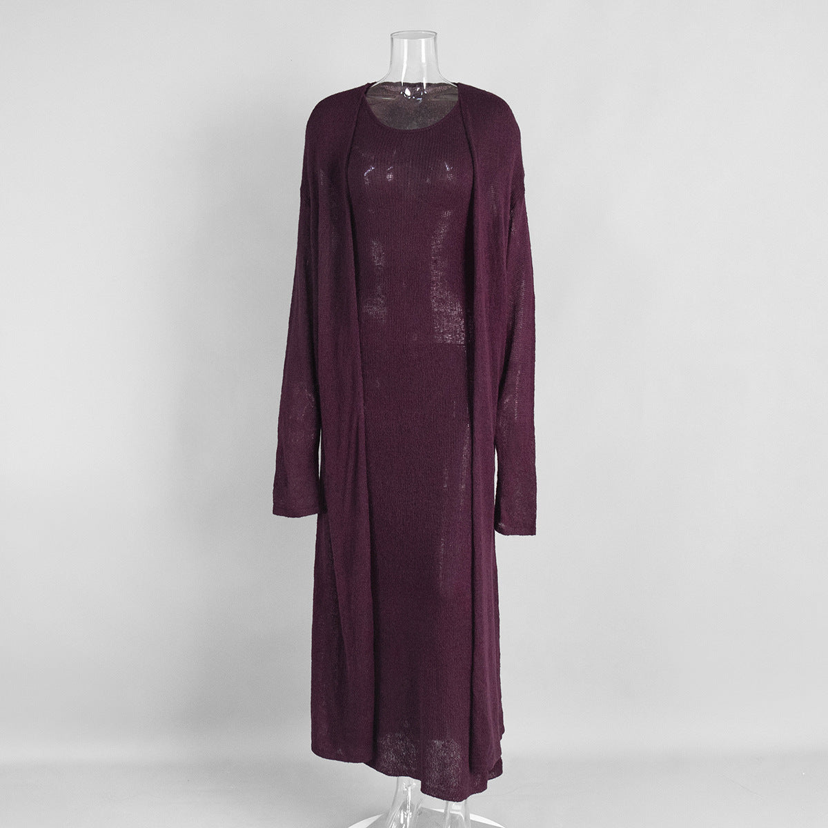 Ensemble deux pièces cardigan, cardigan tricoté, robe sans manches