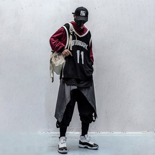 Spring vest fake two-piece hooded sweater jacket