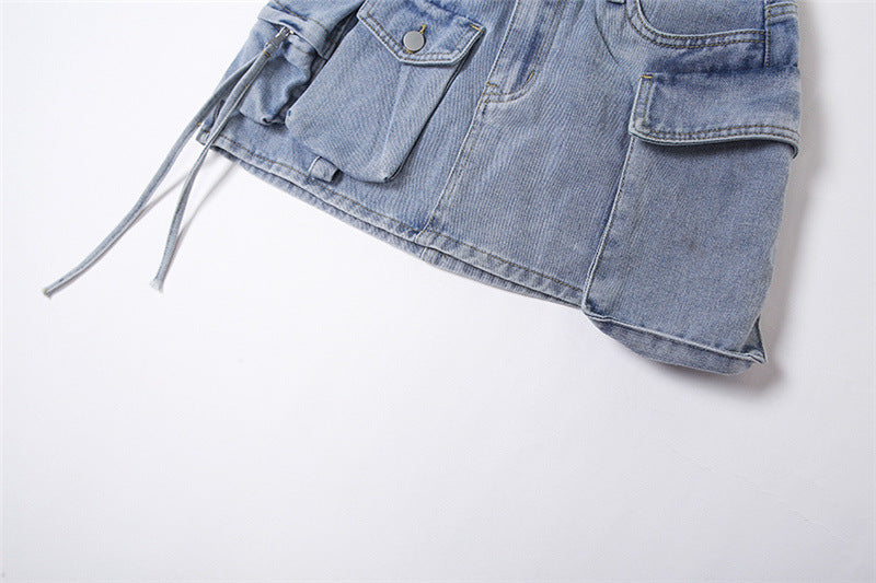 Jupe décontractée multi-poches en coton, coupe ajustée et personnalisée